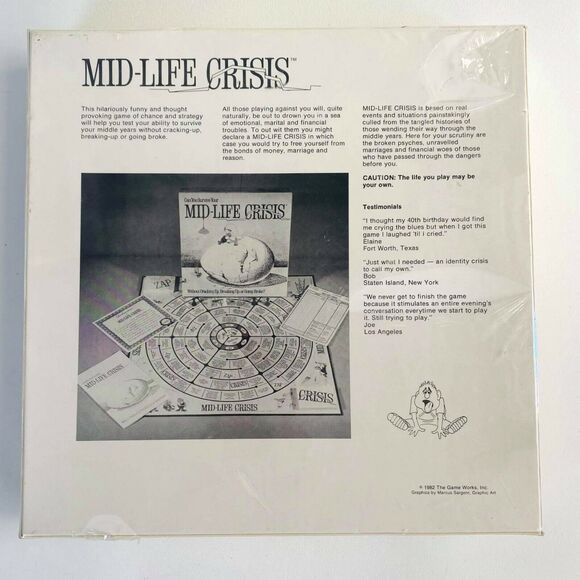 Vintage 1982 Mid-Life Crisis Board Game Strategy Party New Sealed by Game Works - Picture 3 of 4